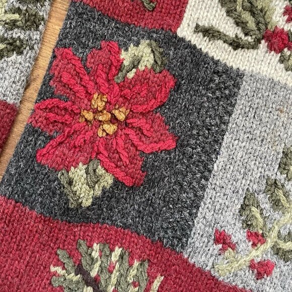 Nomadic Traders Women Cardigan Sz Small Gray Red Wool Embroidered Floral Sweater - Picture 9 of 11